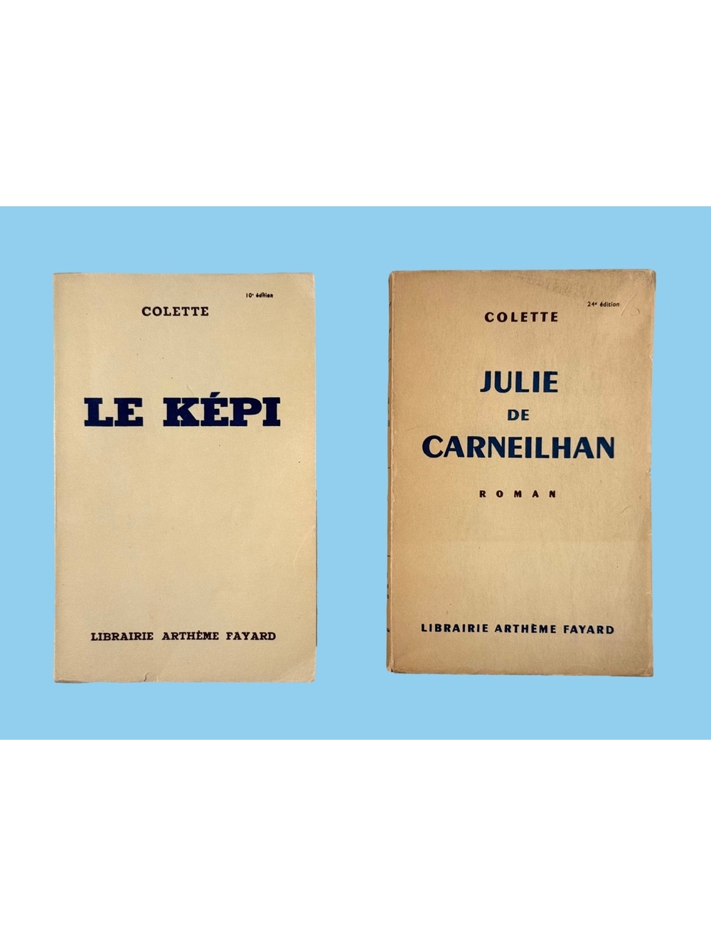 Colette Book Set: Le Kepi & Julie de Carneilhan Librairie A Fayard French 1940s
